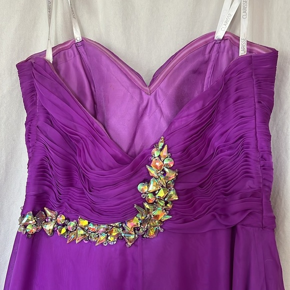 Clarisse Berry High Low strapless Prom Gown with Gemstones 9/10 - Picture 5 of 16